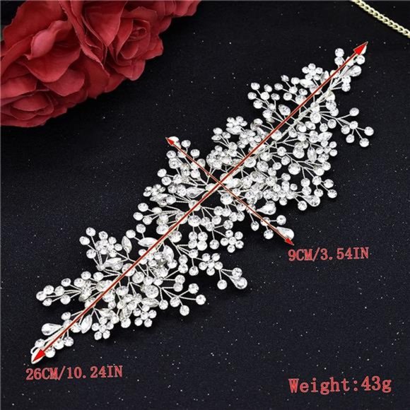 LOVFOIVER Bridal Headband Wedding Headpiece for Bride Rhinestone Wedding Hair main image 6